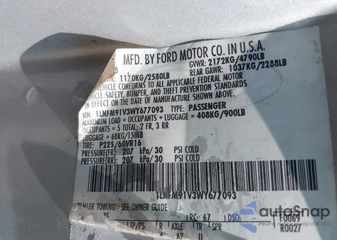 1998 Lincoln Mark Viii z USA, uszkodzony, nr VIN 1LNFM91V3WY677093